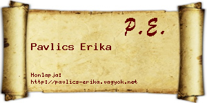 Pavlics Erika névjegykártya